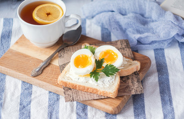 Soft Boiled Eggs for Breakfast with toast