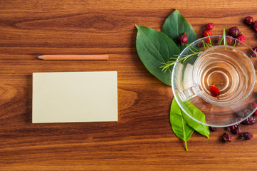 delicious hot tea on table