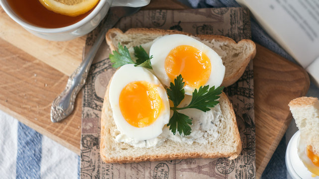 Soft Boiled Eggs for Breakfast with toast