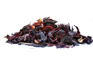 Red tea, hibiscus, isolated white background