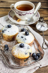 homemade muffins with blueberries.