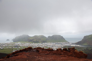 View from Eldfell of Vestmannaeyjar on Heimaey, Westman Islands, Iceland