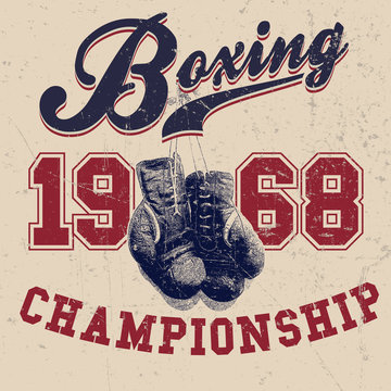 Vintage Boxing Gloves Vector Illustration