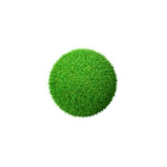 Grass planet on white background, 3D illustration, concept.