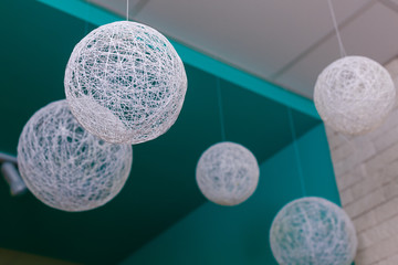 Christmas lamp bulb.Lamp made from yarn.