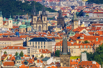 Fototapeta na wymiar Panoramic aerial view on the city's historic center from Hradcany, Prague, Czech Republic