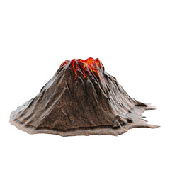 Volcano lava without smoke on the isolatedbackground. 3d illustration