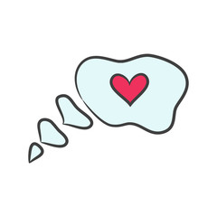 Bubble icon with heart on the white background for your design.