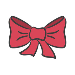 Cartoon bow icon on the white background for your design.