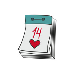 Tear-off calendar on the white background for your design.