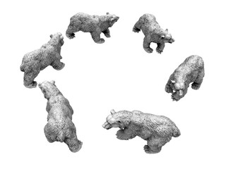3D concept - bear different views on a white background