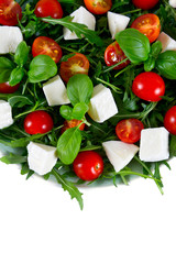 Vegetarian salad with cherry tomato, mozzarella and rucola