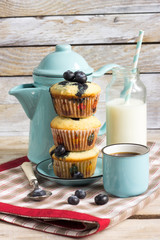 homemade muffins with blueberries