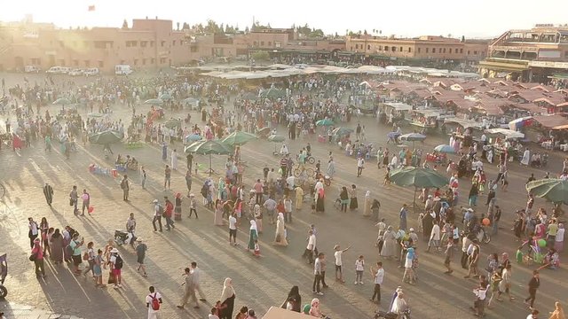 Summer time ,since their home is so warm, peoples of Marrakesh come and spend their night time in Djemma El Fna square which is taken into UNESCO heritage program.