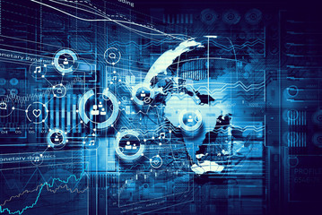 Microcircuit digital background . Mixed media