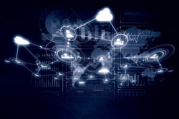 Social network background . Mixed media