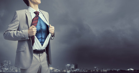 He is hero of the corporation . Mixed media