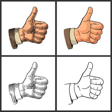 Hand showing symbol Like. Making thumb up gesture.