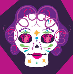 girl skulll with flowers 2
