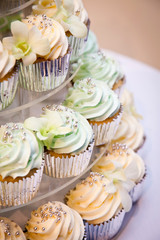 Cupcake Wedding Cake and Ribbons