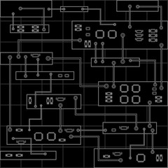 Fototapeta premium Circuit board vector background . Abstract vector black background with high tech circuit board, graphic . Eps 10 vector illustration