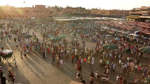 Summer time ,since their home is so warm, peoples of Marrakesh come and spend their night time in Djemma El Fna square which is taken into UNESCO heritage program.