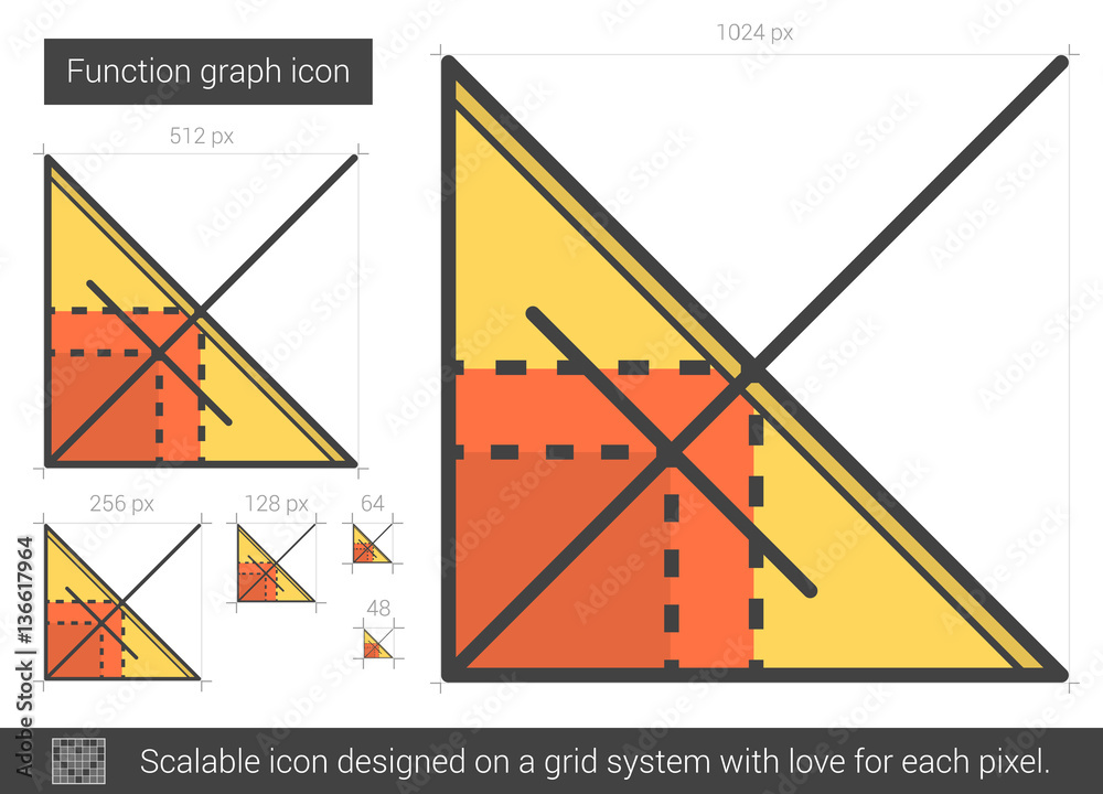 Poster function graph line icon.