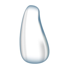 Realistic pure transparent water drop with shadow on gray background. 