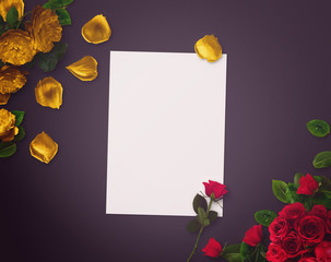 Floral Graphic Design. Frame with flowers and border. Fashion illustration on black and white background.