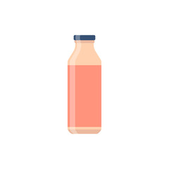 Bottle glass juice flat design. Vector illustration