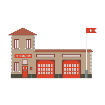 Fire station building icon. Vector flat illustration