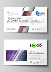 Business card templates. Easy editable layout, abstract vector template. Bright color colorful design, beautiful futuristic background.