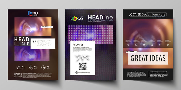 Business templates for brochure, magazine, flyer, booklet, report. Cover template, easy editable vector, abstract flat layout in A4 size. Bright color colorful design, beautiful futuristic background.