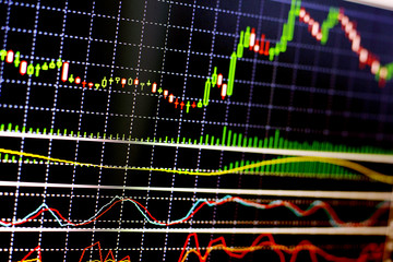 graph chart of stock market investment trading.