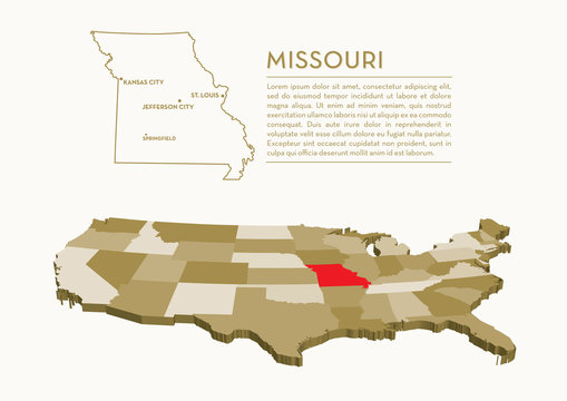 3D USA State map - MISSOURI