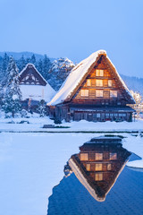 Obraz premium World Heritage Site Shirakawago village and Winter Illumination