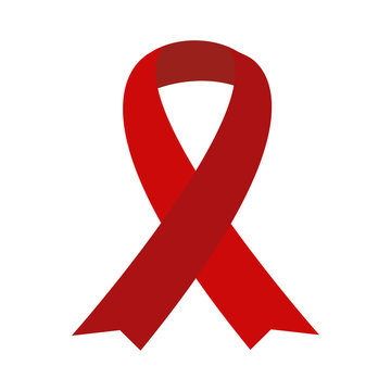 Red aids ribbon isolated on white vector.