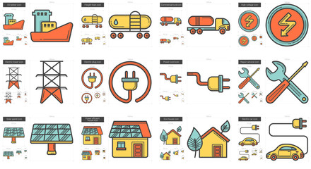 Ecology line icon set.
