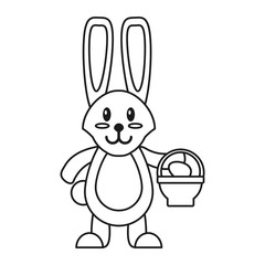 easter bunny with basket egg thin line vector illustration eps 10