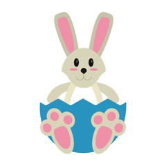 easter bunny with broken egg vector illustration eps 10