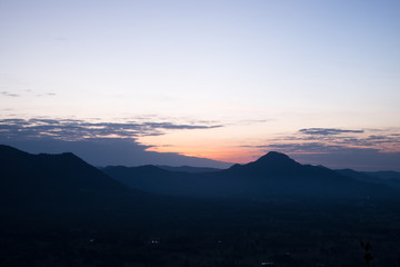 Fototapeta na wymiar Beautiful Landscape of Sunrise at Phu Thok, Chiang Khan District, Loei Province, Thailand
