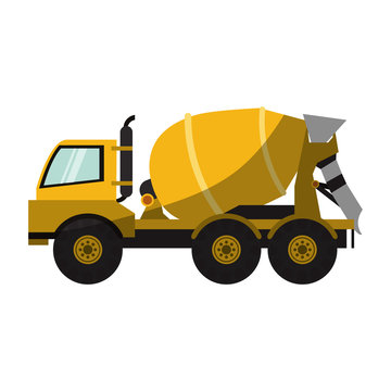 construction concrete mixer truck icon over white background. colorful design. vector illustration