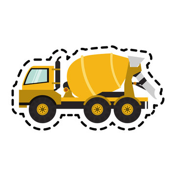 construction concrete mixer truck icon over white background. colorful design. vector illustration