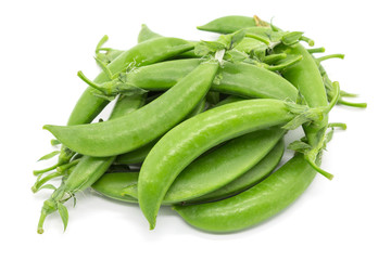 fresh green peas in top view