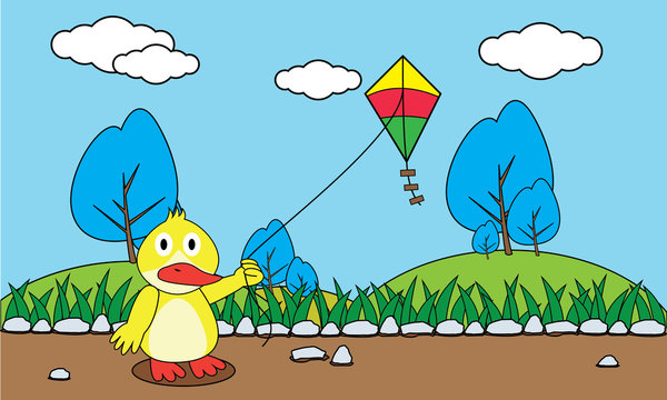 duck playing kite