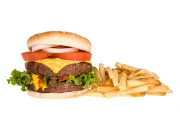 Hamburger and french fries