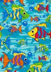 Obraz na płótnie Canvas Cute Cartoon Tropical Fish Illustration