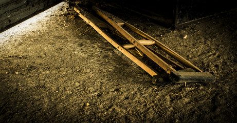 old wooden crutches or medical walking sticks was forsaken