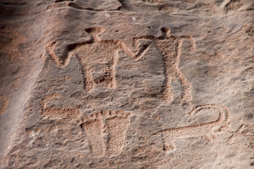 Pétroglyphes / Désert de Wadi Rum / Jordanie