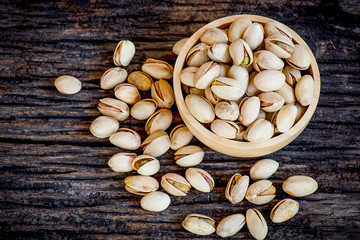 Pistachio nuts in Wood Cup